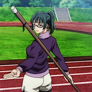 💫 180f43e0 Maki Zenin Jujutsu Kaisen Anime, Maki Zenin, Jujutsu Kaisen, Charakter, Brille, Waffe telegram sticker