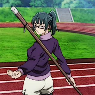 💫 4b3fd7d5 Maki Zenin Jujutsu Kaisen Anime, Kampfsport, Stab, Kämpfer, Brille, Ernst, Entschlossen, Maki Zenin telegram sticker