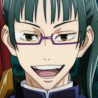 💫 6166f80d Maki Zenin Jujutsu Kaisen Anime, Manga, Charakter, Frau, Brille, Lächeln, Jujutsu Kaisen, Maki Zenin telegram sticker