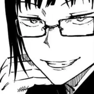 🥢 0f8a262f Maki Zenin Jujutsu Kaisen Anime, Manga, Jujutsu Kaisen, Maki Zenin, Okulary, Uśmieszek telegram sticker