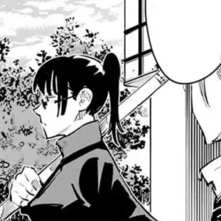 🥢 77e99b92 Maki Zenin Jujutsu Kaisen Anime, Manga, Postać, Kobieta, Okulary, Kucyk telegram sticker