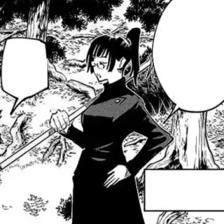 🥢 c3663e55 Maki Zenin Jujutsu Kaisen Manga, Anime, Postać, Kobieta, Okulary, Jujutsu Kaisen telegram sticker