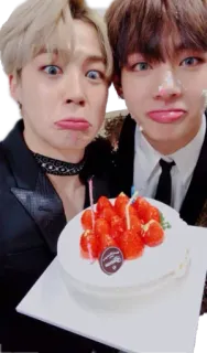 🎂 1303f338 feier, kuchen, erdbeere, menschen, lustige gesichter telegram sticker