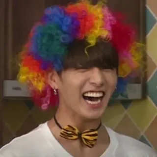 🌸 d7c7ed17 Clown, Pruik, Lachen, Persoon, Portret, Glimlach, Kleurrijk telegram sticker