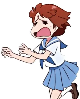😫 d9c15a78 Mako Mankanshoku Kill la Kill anime, kartun, berlari, terkejut, khawatir telegram sticker
