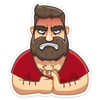 😡 fbcd3981 bravo, homem, barba, chateado, desenho animado whatsapp sticker
