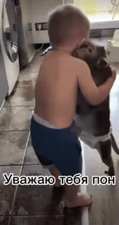 🐒 0f192671 Уважаю тебя пон trẻ con, chó, tình bạn, ôm telegram sticker