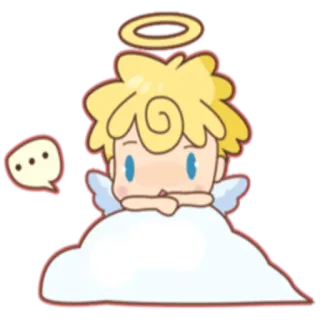 🤔 4ee7bf8c malaikat, imut, awan, halo, kawaii whatsapp sticker