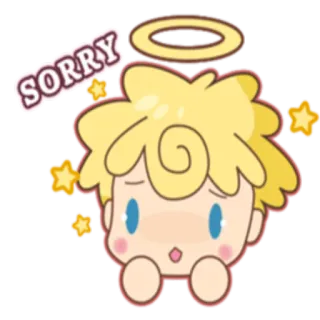 😞 ae44ee88 SORRY maaf, malaikat, imut, permintaan maaf, kartun, bintang whatsapp sticker