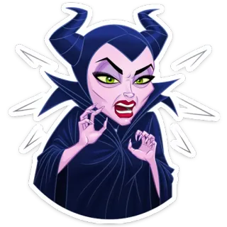 👿 98562097 Maleficent cattivo, strega, malvagio, Malefica, Disney, magia, cartone animato telegram sticker