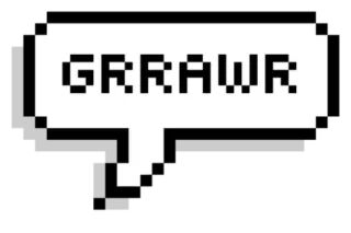 🥰 1ca64369 GRRAWR meraung, gelembung ucapan, seni piksel, teks, monster, efek suara telegram sticker