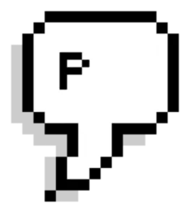 👁 c8568d2b P Huruf, Alfabet, Obrolan, Gelembung, Piksel, P telegram sticker
