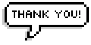 🙏 ccf3fb83 THANK YOU! terima kasih, pixel art, balon kata, rasa syukur, apresiasi telegram sticker