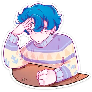 🤦‍♂️ 2687684d 动漫, 卡通, 学生, 压力大, 插画, 绘画 telegram sticker