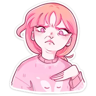 ⭐ 5fca53d8 动漫女孩, 粉色头发, 表情, 可爱, 卡通, 插图, 贴纸 telegram sticker