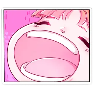 😮 73a8382d 卡通, 嘴, 张嘴, 叫喊, 粉色, 表情, 情感 telegram sticker