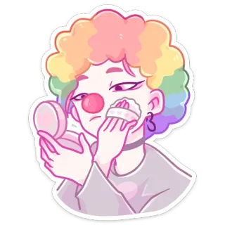🤡 fcc52c7d 小丑, 化妆, 彩虹, 肖像, 角色, 卡通, 贴纸 telegram sticker