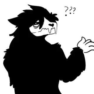 ❓ 07547fff ??? Furry, Pregunta, Animal, Confundido, Blanco y negro telegram sticker