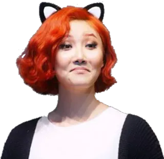 😊 2a9691e2 mujer, pelo rojo, orejas de gato, retrato, persona whatsapp sticker