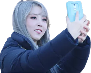 🤳 d034d04b Selfie, Mujer, Teléfono azul, Retrato, Persona, Sonriendo whatsapp sticker