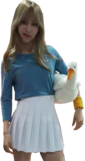 😎 5a8a42cf ผู้หญิง, เป็ด, กระโปรง, สีฟ้า, น่ารัก telegram sticker