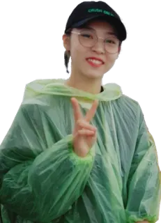 🙂 df198e0c CRUSH ON YOU ผู้หญิง, สัญลักษณ์สันติภาพ, แว่นตา, ยิ้ม, หมวก telegram sticker