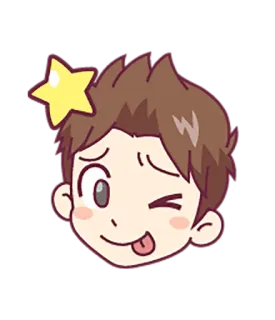 😝 7e47d594 Kartun, Bintang, Berkedip, Anak laki-laki, Menjulurkan lidah whatsapp sticker