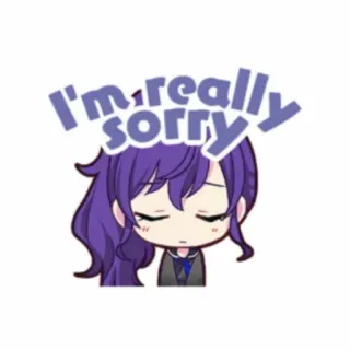 🔮 2eeb1b27 I'm really sorry 애니메이션, 미안, 슬픔, 캐릭터, 보라색 머리 telegram sticker