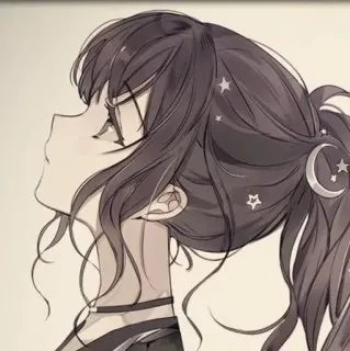 🔮 6a400021 애니메이션, 소녀, 달, 별, 포니테일, 귀여운 telegram sticker