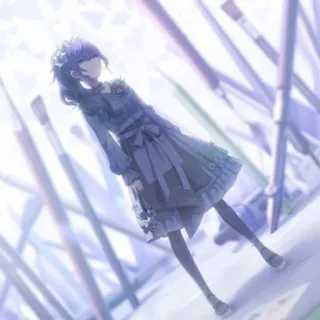 🔮 6d9b22a0 소녀, 드레스, 애니메이션, 보라색, 미술, 붓 telegram sticker