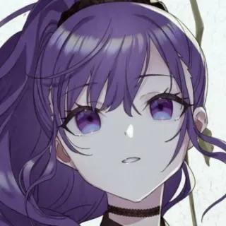 🔮 7655560a 애니메이션, 스티커, 귀여운, 애니메이션 여자, 보라색 머리 telegram sticker