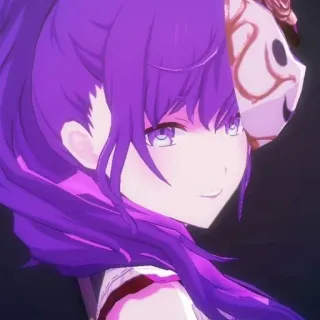 🔮 9c33776e 애니메이션, 여자, 보라색 머리, 마스크 telegram sticker