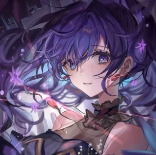 🔮 dce519e4 애니메이션, 소녀, 보라색 머리, 일러스트, 초상화 telegram sticker