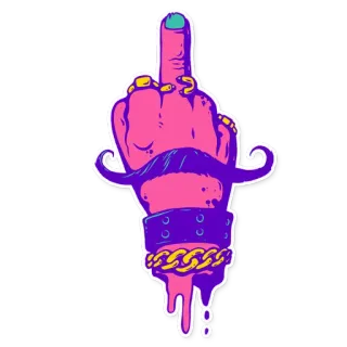 🖕 0fa2710e Stinkefinger, beleidigend, Geste, Cartoon, Schnurrbart, Beleidigung, unhöflich telegram sticker