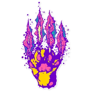 😡 7904f1a9 Klaue, Tier, bunt, Monster, Neon, Fantasy, abstrakt telegram sticker