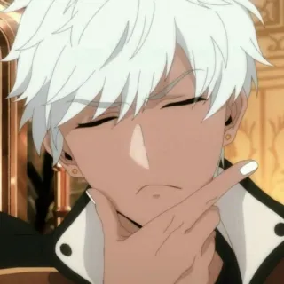 🤔 264ca662 Anime, Weißes Haar, Denkend, Charakter, Illustration, Männlich, Porträt telegram sticker