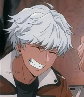 😁 ab8001a5 touyarokiss Anime, Lächeln, weißes Haar, Cartoon, fröhlich, Porträt telegram sticker