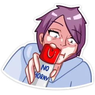 🤢 1815f65e NO HORNY Мем, Без похоти, Персонаж, Стикер, Интернет-мем whatsapp sticker