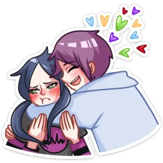 🥰 b7e9b89c Аниме, Пара, Любовь, Объятие, Сердечки, Нежность whatsapp sticker