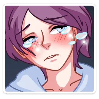 ☺️ f171efca Аниме, Манга, Грустный, Плачущий, Расстроенный, Фиолетовые волосы whatsapp sticker