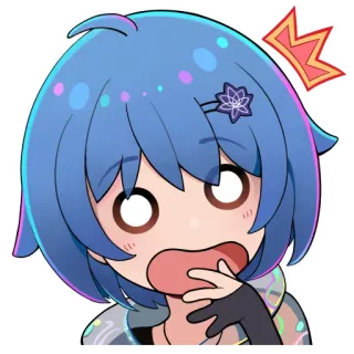 😱 11678e61 Anime, Cartone animato, Sorpreso, Scioccato, Carino, Esclamazione, Capelli blu telegram sticker