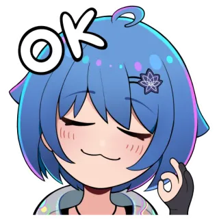 👌 d6fec820 OK Anime, Ok, Carino, Ragazza, Espressione, Capelli blu telegram sticker