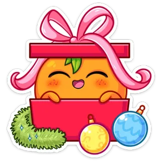 🎁 06df0a0d 橘子, 水果, 礼物, 圣诞节, 节日, 装饰品, 可爱, 卡通 telegram sticker