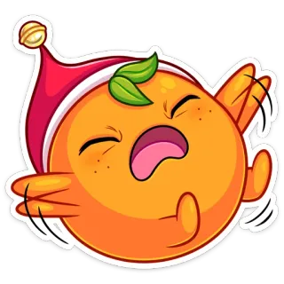 😫 265b0ac4 橙色, 水果, 贴纸, 卡通, 搞笑, 可爱, 冬天, 圣诞节, 帽子 telegram sticker