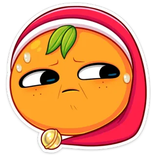 😟 84ce37a6 橙色, 水果, 卡通, 悲伤, 疲惫, 表情符号, 表情, 贴纸 telegram sticker