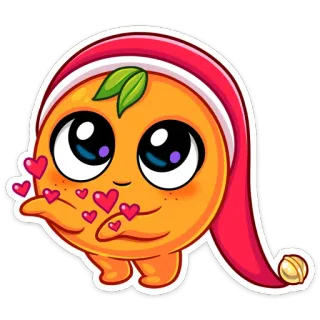 😘 867c0fd6 橙色, 水果, 卡通, 可爱, 卡哇伊, 爱心, 爱, 表情符号 telegram sticker