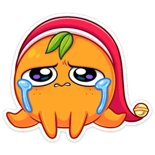 😭 a3217309 伤心, 哭泣, 橙色, 可爱, 眼泪, 睡帽, 表情符号, 贴纸 telegram sticker