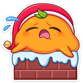 🍩 bcf98a44 橙色, 圣诞节, 新年, 壁炉, 圣诞帽, 节日, 冬天, 卡通 telegram sticker