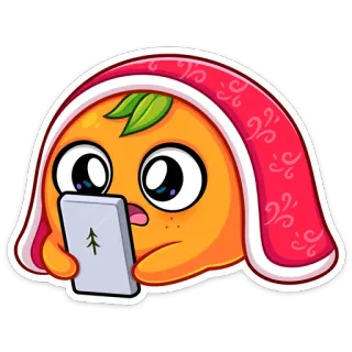 📲 ed31708f 橙色, 表情符号, 水果, 可爱, 可爱, 卡通, 电话, 树 telegram sticker