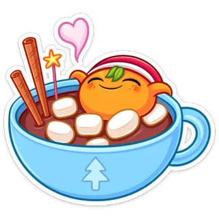 ☕️ edc9804f cartoon, hot chocolate, marshmallows, kawaii, cute, winter, food, drink telegram sticker